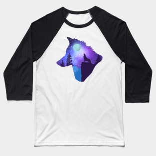 Howling at the moon, wolf head silhouette Baseball T-Shirt